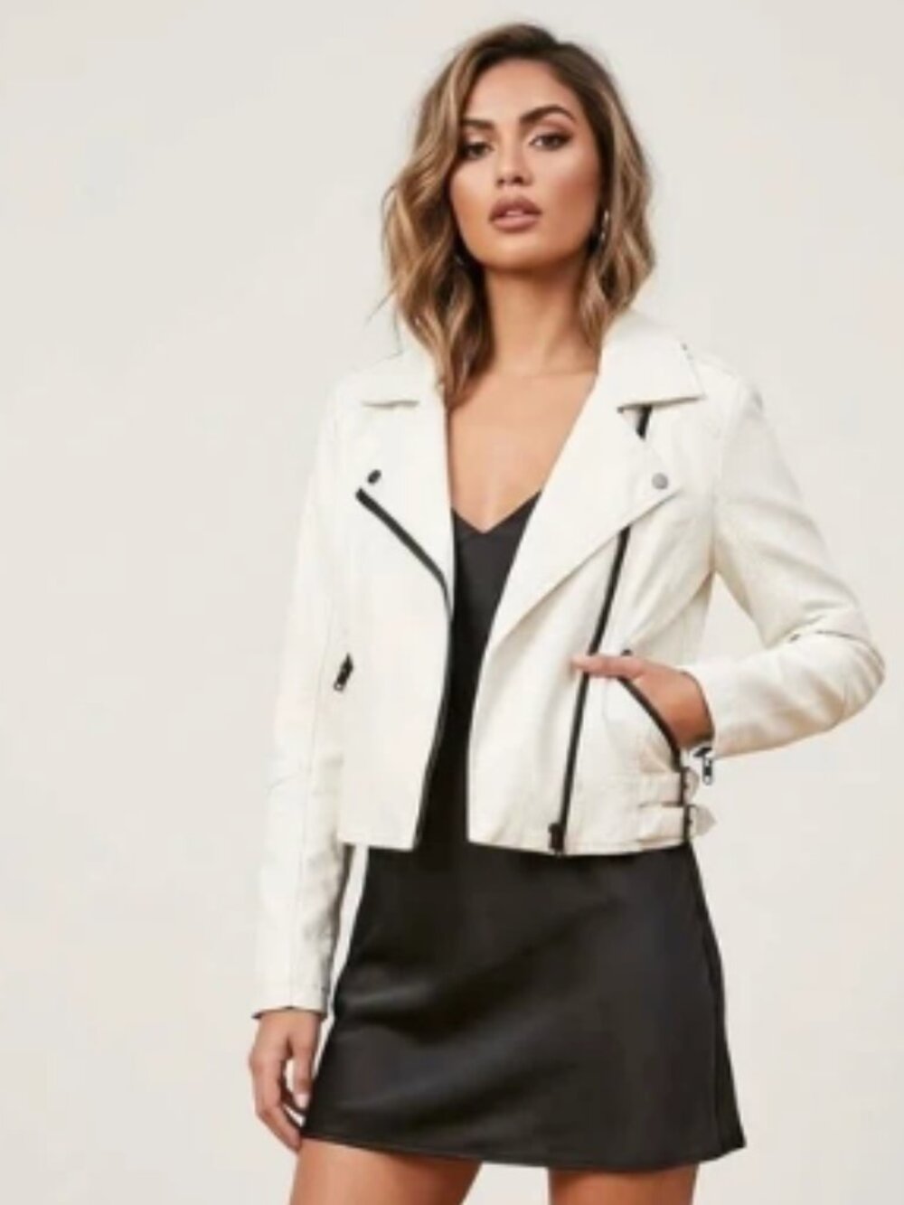 Forever 21 women’s biker jacket faux leather moto jacket